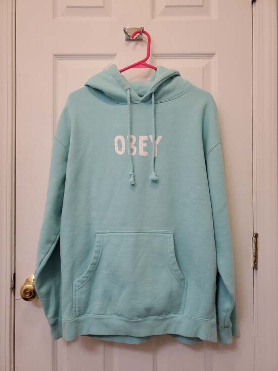 Obey Other - Obey Worldwide Logo Pullover Hoodie in Mint Blue
